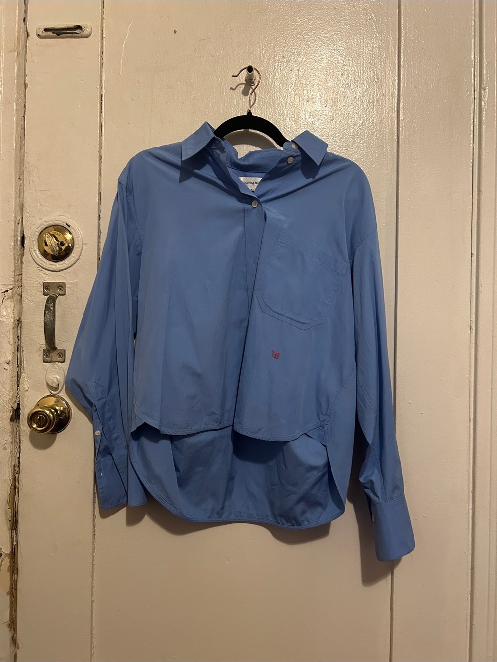 Victoria Beckham Sky Blue Relaxed Button-Front Shirt
